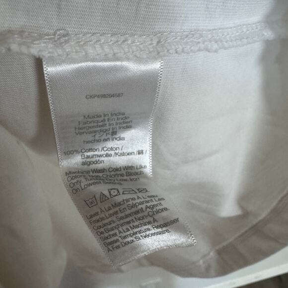 Madewell The Perfect Crewneck Tee WMNS M Eyelet White Jersey Cotton Short Sleeve - Picture 8 of 9